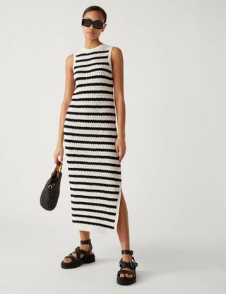 M&S Collection + Cotton Rich Striped Knitted Dress