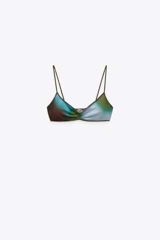 Zara + Printed Tulle Bikini Top