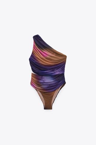 Zara + Printed Tulle Swimsuit