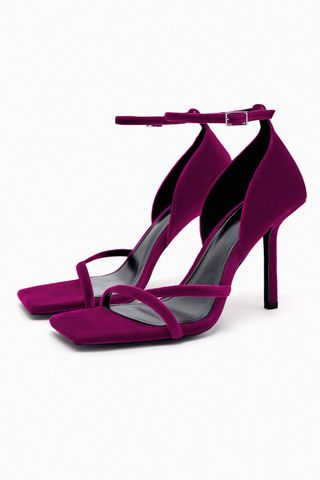 Zara + Heeled Velvet Sandals