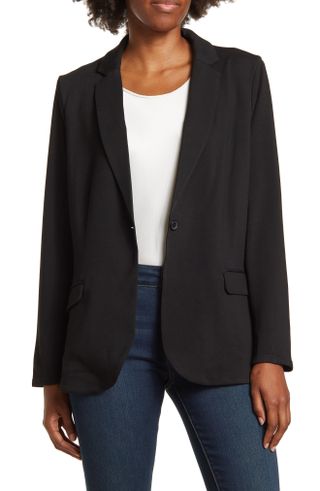 T Tahari + One-Button Notched Lapel Shaped Blazer