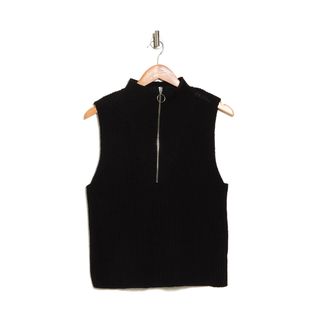 Vigoss + Sleeveless Quarter Zip Sweater