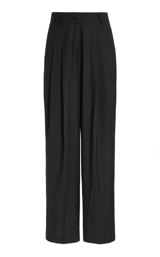 The Frankie Shop + Gelso Pleated Woven Wide-Leg Trousers