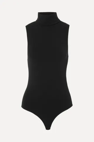 Wolford + Stretch Modal-Blend Turtleneck Thong Bodysuit