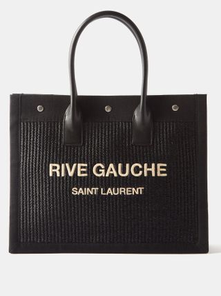 Saint Laurent + Rive Gauche Embroidered Faux-Raffia Tote Bag