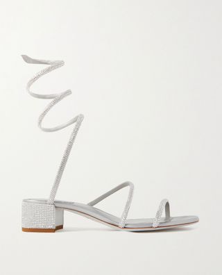 René Caovilla + Cleo Crystal-Embellished Satin Sandals