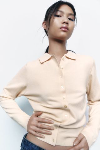 Zara + Knit Polo Cardigan