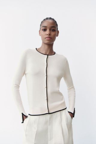 Zara + Pearl Button Knit Cardigan