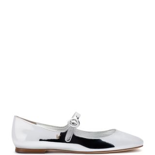 Larroudé + Blair Ballet Flat in Silver Specchio