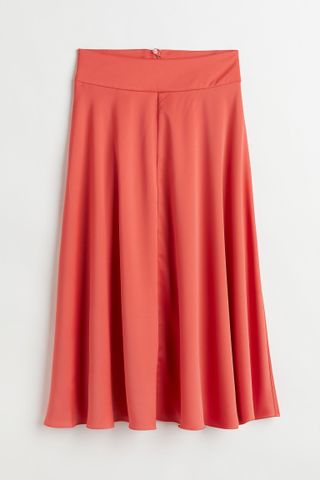 H&M + Calf-Length Satin Skirt