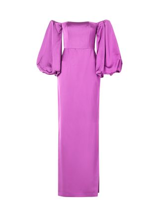 Mango + Satin Dress With Volume Sleeves