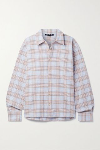 Acne Studios + Checked Crinkled Cotton-Blend Flannel Shirt