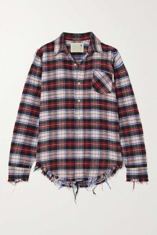 R13 + Distressed Checked Cotton-Flannel Shirt