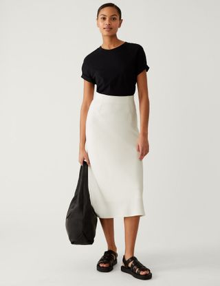 M&S Collection + Satin Crepe Midaxi Circle Skirt