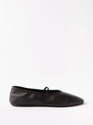 The Row + Round-Toe Leather Ballet Flats