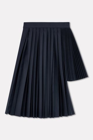 Laura Pitharas + Navy Contrast Pleated Skirt