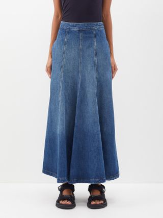 Raey + Panelled Organic Cotton-Blend Denim Skirt
