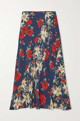 Rixo + Hudson Floral-Print Georgette Midi Skirt