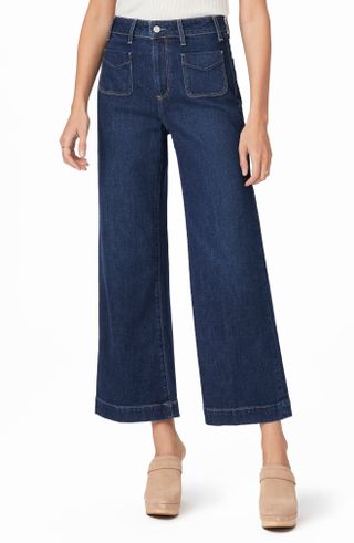 Paige + Anessa Patch Pocket High Waist Ankle Wide Leg Jeans