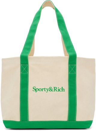 Sporty & Rich + Off-White & Green Serif Two-Tone Tote