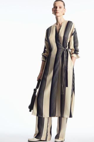 COS + Striped Midi Wrap Dress