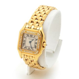 Cartier + Panthère Small 18k Yellow Gold Diamond Ladies 22mm Quartz Watch