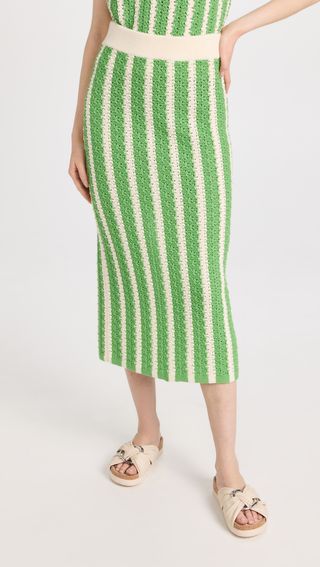 Kitri + Delphine Green Knit Midi Skirt