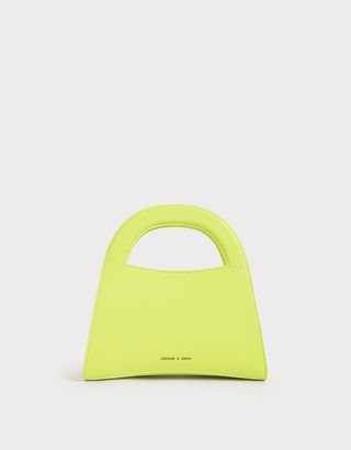 Charles & Keith + Neon Yellow Double Top Handle Handbag