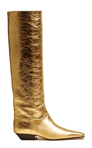 Khaite + Marfa Classic Knee-High Metallic Leather Boots