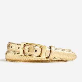 J.Crew + Skinny Belt in Metallic Leather