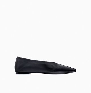 Zara + Minimalist Pointed Leather Ballet Flats