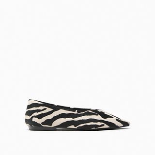 Zara + Leather Animal Print Ballet Flats