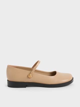 Charles & Keith + Nude Metallic Accent Mary Janes