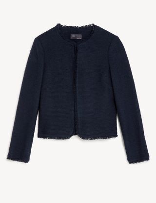 M&S Collection + Pure Cotton Tweed Collarless Short Jacket