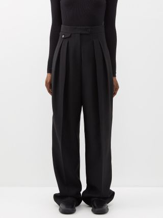 The Row + Marcellita Pleated Wool Wide-Leg Trousers