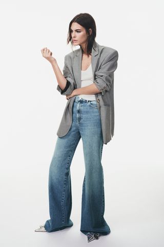 Zara + Mid-Rise Palazzo Jeans