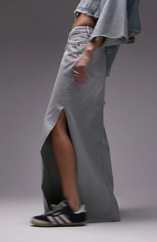 Topshop + Side Slit Denim Skirt