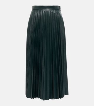 MM6 Maison Margiela + Pleated Faux Leather Midi Skirt