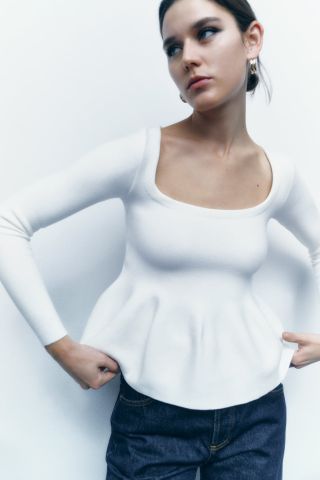 Zara + Peplum Knit Sweater