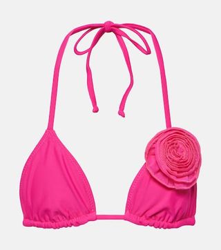 Same + Floral-Appliqué Triangle Bikini Top