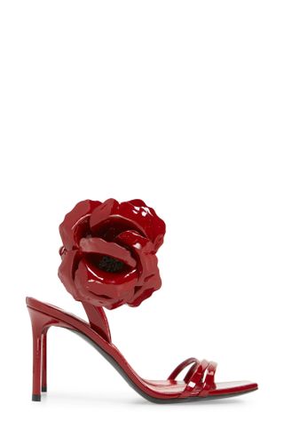 Saint Laurent + Amber Flower Ankle Strap Sandal