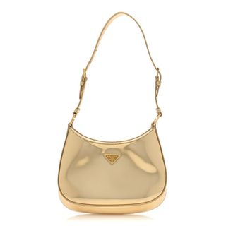 Prada + Metallic Spazzolato Cleo Shoulder Bag Gold