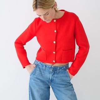 J.Crew + Emilie Patch Pocket Sweater Lady Jacket