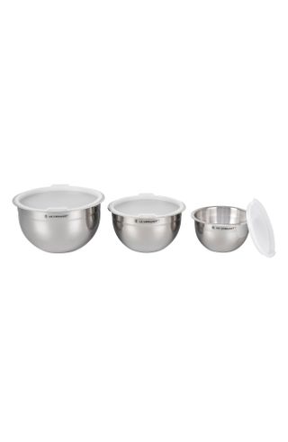 Le Creuset + Set of 3 Stainless Steel Nested Mixing Bowls
