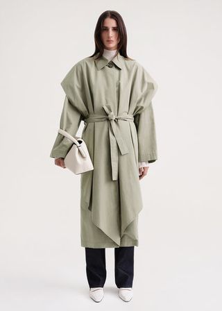 Toteme + Layered Cotton Cupro Trench Wet Sand