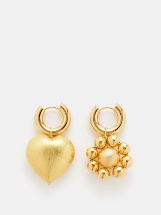 Timeless Pearly + Mismatched Gold-Plated Hoop Earrings