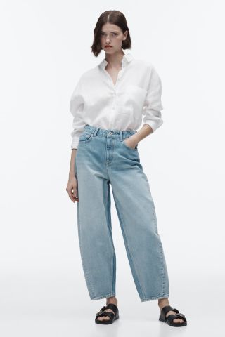 Zara + High-Rise Balloon-Fit Jeans
