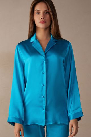 Intimissimi + Mannish-Cut Jacket in Silk Satin