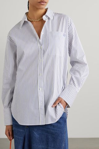 Frame + The Oversized Striped Cotton-Blend Poplin Shirt