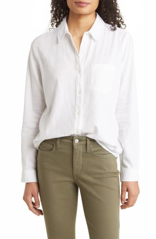 CASLON + Casual Linen Blend Button-Up Shirt
